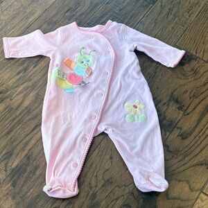 Taggies Pink Sleeper with Caterpillar and Flower Appliqué